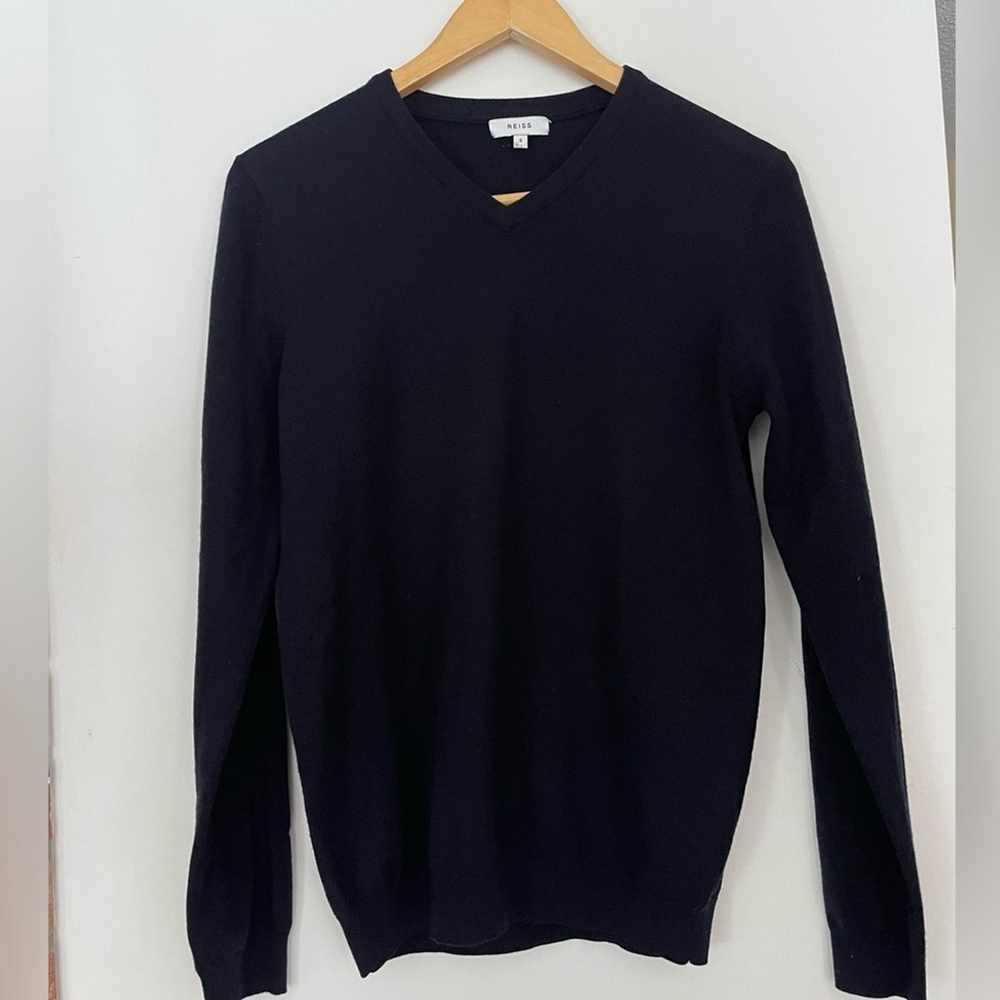 REISS Wool Sweater neck black dark navy small - Picture 5 of 5